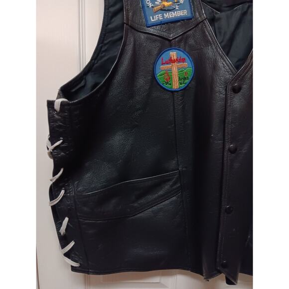 Harley Davidson Genuine Leather Bonus Motorcycle Biker Vest Patches Military 2XL - Picture 9 of 9